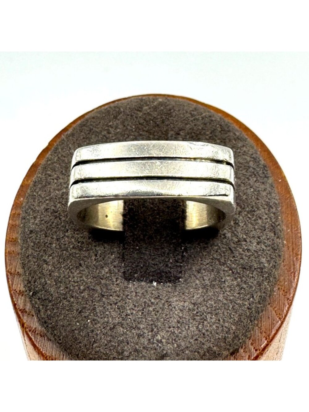 VTG Solid Sterling Silver 925 Squared Etched Design Band Ring Size 8.75